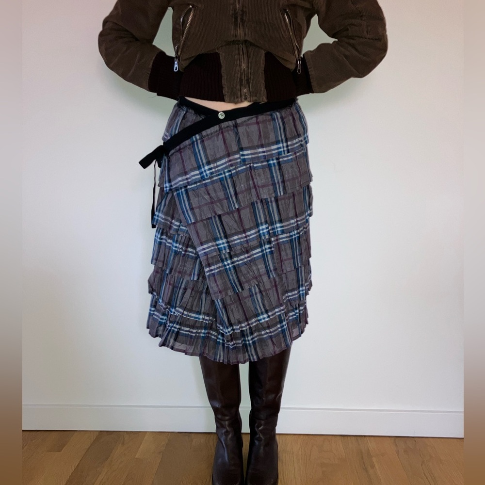 Tricot Comme Des Garçons plaid wrap skirt